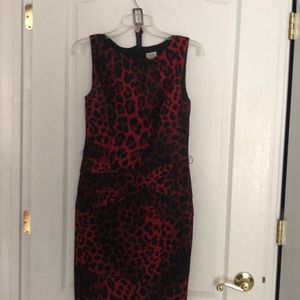 Read animal print fitted dress